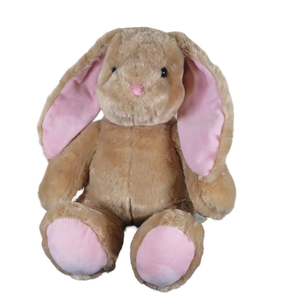BABW Plush Light Brown Bunny, Floppy Pink Ears & Paws Stuffed Animal Soft Toy